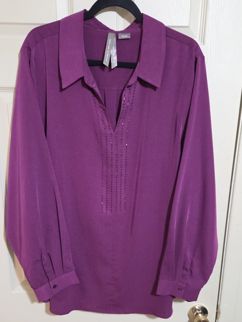Penningtons Plum Split V-Neck Tunic Blouse